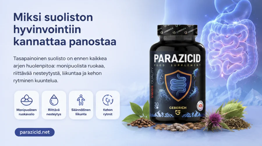 Parazicid — päivittäinen tuki suoliston ja ruoansulatuksen hyvinvoinnille aikuisille